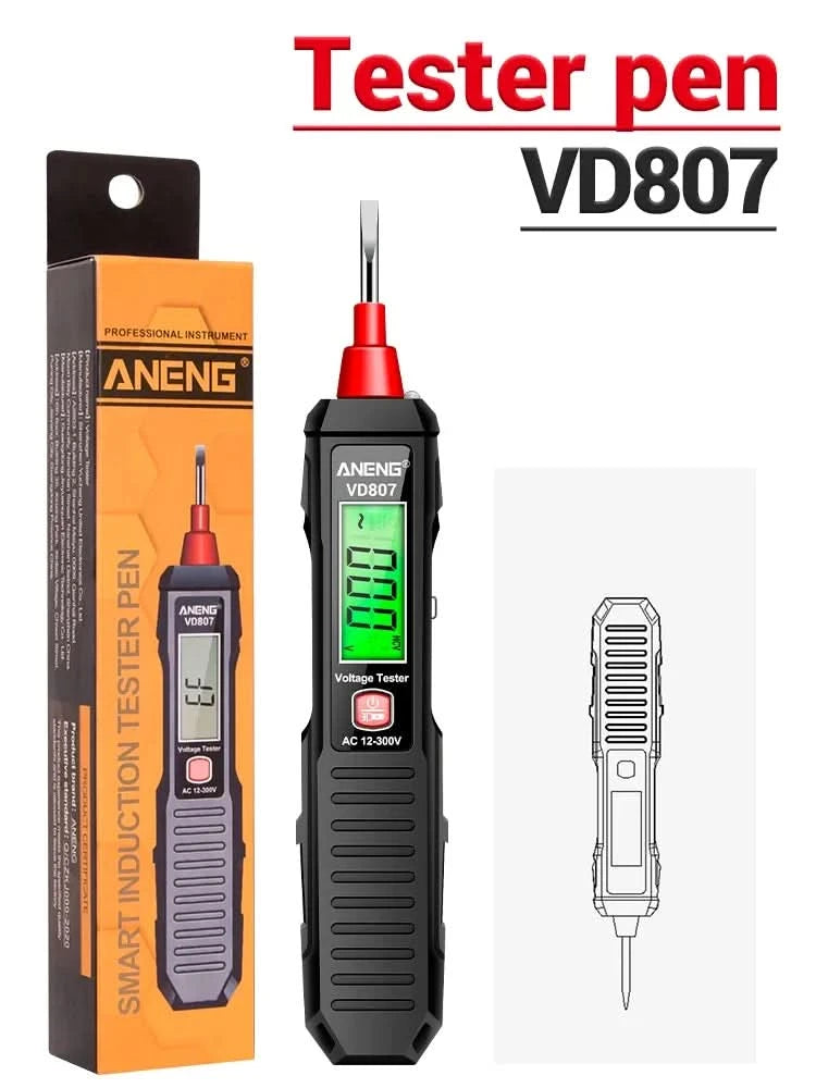 ANENG VD807 One-word Induction Portable 50/60Hz Smart Electric Pen Tester NCV Sensor AC 12-300V Non-contact Wire Detector Tools TECHX