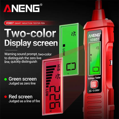 ANENG VD807 One-word Induction Portable 50/60Hz Smart Electric Pen Tester NCV Sensor AC 12-300V Non-contact Wire Detector Tools TECHX