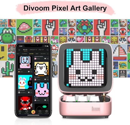 Ditoo Retro Pixel Art Game Bluetooth Speaker with 16X16 LED App Controlled Front Screen (Pink) TECHX