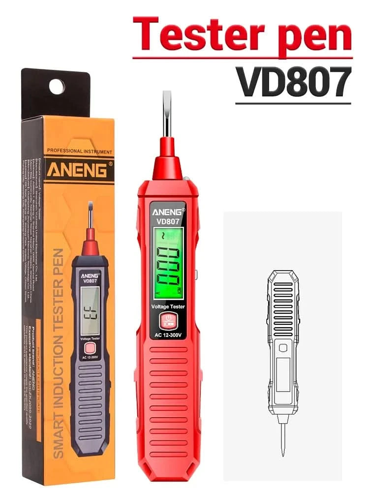 ANENG VD807 One-word Induction Portable 50/60Hz Smart Electric Pen Tester NCV Sensor AC 12-300V Non-contact Wire Detector Tools TECHX