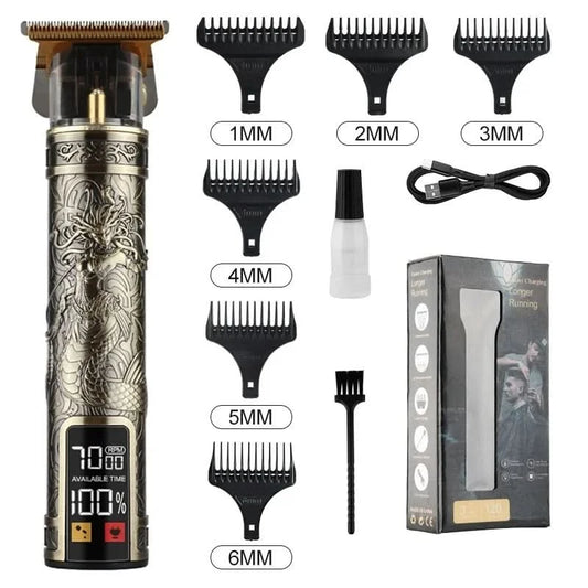 T9 LCD Electric Hairdresser Oil Shaving Head Electric Pusher Carving Electric Pusher Clipper Hair Precision Trimmer for Men Care TECHX