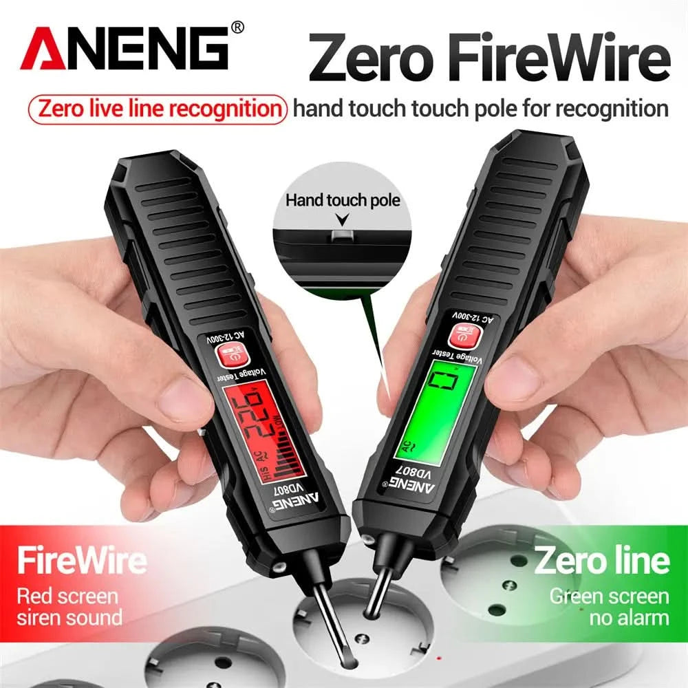 ANENG VD807 One-word Induction Portable 50/60Hz Smart Electric Pen Tester NCV Sensor AC 12-300V Non-contact Wire Detector Tools TECHX