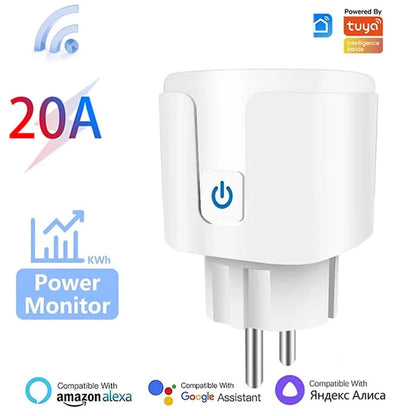 Tuya Smart Socket EU16A/20A Wifi Smart Plug With Power Monitoring Smart Life APP Remote Control Support Google Assistant Alexa TECHX