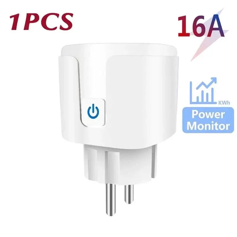 Tuya Smart Socket Outlet EU Plug 16A/20A With Power Monitor Timing Voice Control Wifi Smart Plug Works With Alexa Google Home TECHX