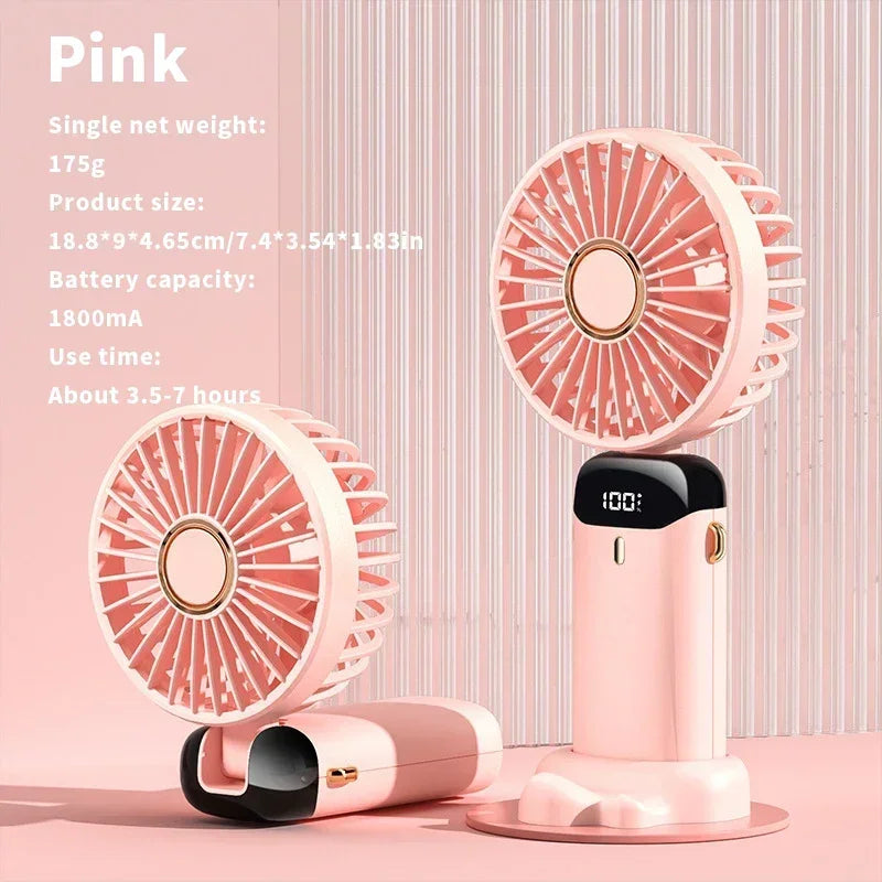 2025 New Mini Handheld SmallFan Portable Portable SilentOffice Desk Student On Dormitory Charging Outdoor Hand Holding Fan Small TECHX